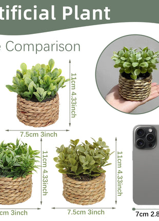 SIA FLOWER Green Artificial Plants Eucalyptus Grass Woven Small Potted