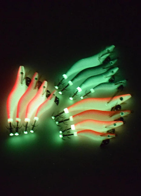 1 pc Luminous wood shrimp squid hook fluorescent fishing bait lure