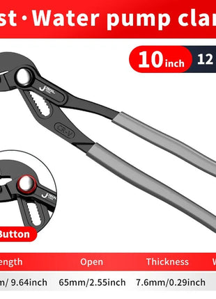 Water Pump Pliers Quick-Release Plumbing Pliers Pipe Wrench Adjustable