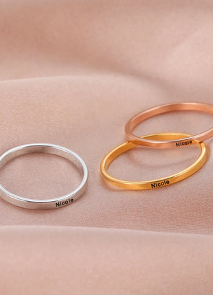 Sipuris Engraved Personalized Name Rings Stainless Steel Custom Simple