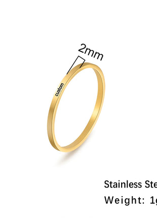 Sipuris Engraved Personalized Name Rings Stainless Steel Custom Simple