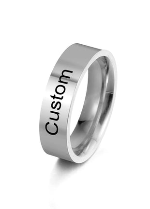 Sipuris Engraved Personalized Name Rings Stainless Steel Custom Simple