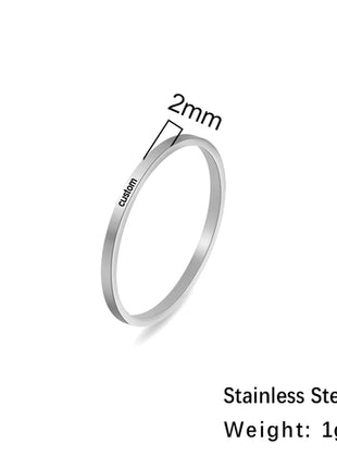 Sipuris Engraved Personalized Name Rings Stainless Steel Custom Simple