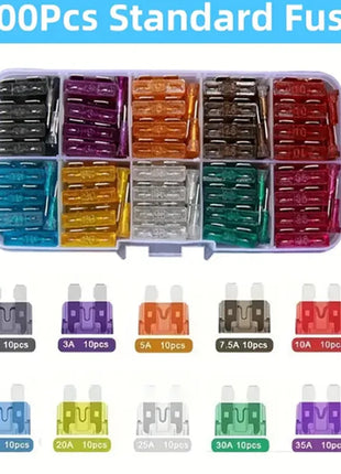 100 Pcs 10 Specifications Automotive Fuse Set 2A 3A 5A 7.5A 10A 15A