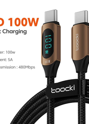 Toocki 100W Type C to Type C Cable PD Fast Charging Charger USB C to
