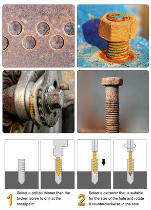 10pc Hexagonal Shank Broken Head Screw Extractor Screw Broken Head