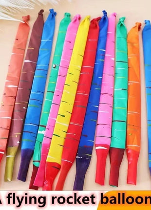 10/20pcs Mixed Color Long Latex Rocket Balloon Flying Squeaking