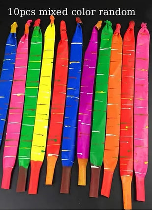 10/20pcs Mixed Color Long Latex Rocket Balloon Flying Squeaking