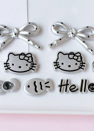MINISO Silvery Hello Kitty Set Girls Women Shoe Charms DIY Hole Shoes