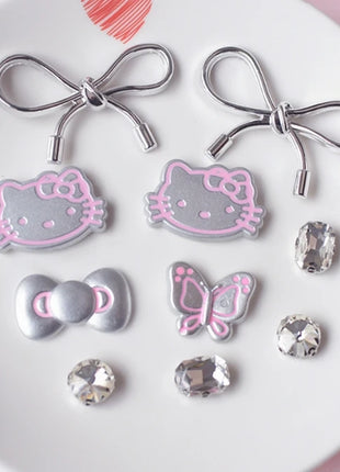 MINISO Silvery Hello Kitty Set Girls Women Shoe Charms DIY Hole Shoes