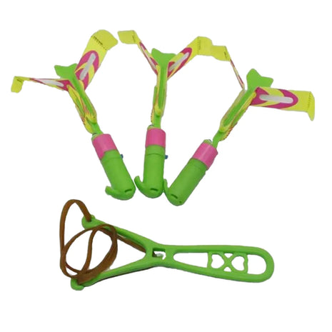 Flying Toys 10Pcs LED Arrow Helicopters + 10Pcs Launchers Glow in Dark