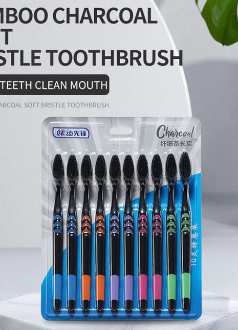 Cross Border Jianpai Soft Bristle Toothbrush Adult Bamboo Charcoal