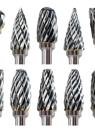 10PCS Carbide Burr Set Compatible with Dremel 1/8" Shank Die Grinder