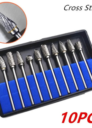 10PCS Carbide Burr Set Compatible with Dremel 1/8" Shank Die Grinder