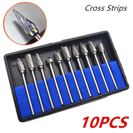 10PCS Carbide Burr Set Compatible with Dremel 1/8" Shank Die Grinder