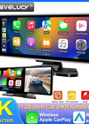 10/11.26 inch Dash Cam 4K Car DVR Wireless Carplay & Android Auto GPS