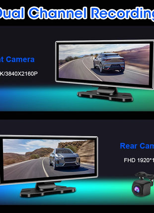 10/11.26 inch Dash Cam 4K Car DVR Wireless Carplay & Android Auto GPS