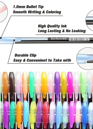 12Pcs Colors Gel Pens and Refills for School Office Coloring Book
