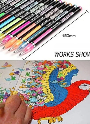 12Pcs Colors Gel Pens and Refills for School Office Coloring Book