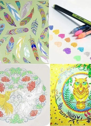 12Pcs Colors Gel Pens and Refills for School Office Coloring Book