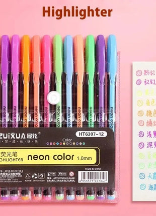 12Pcs Colors Gel Pens and Refills for School Office Coloring Book