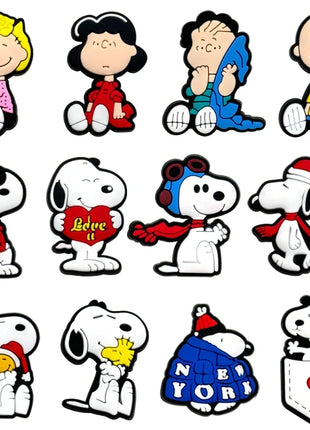 12-Pack SnoopyFashion Themed Shoe Charms Cartoon Kawaii Decoration