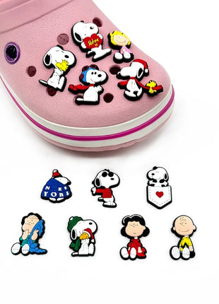 12-Pack SnoopyFashion Themed Shoe Charms Cartoon Kawaii Decoration