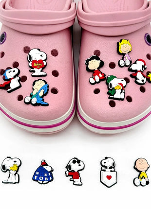 12-Pack SnoopyFashion Themed Shoe Charms Cartoon Kawaii Decoration