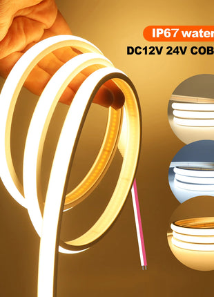 Waterproof COB LED Strip Light 12V 24V Flexible LED Neon Light 0.5-20M