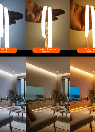 Waterproof COB LED Strip Light 12V 24V Flexible LED Neon Light 0.5-20M