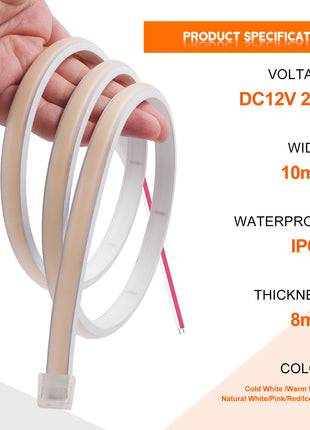 Waterproof COB LED Strip Light 12V 24V Flexible LED Neon Light 0.5-20M