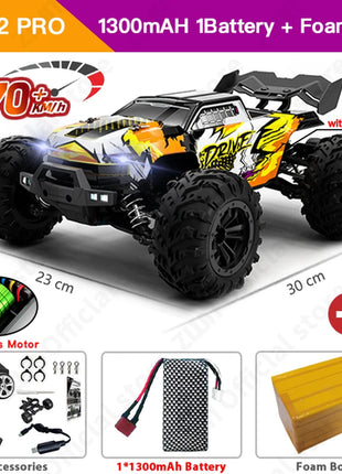 ZWN 1:16 70KM/H 4WD RC Car With LED Headlight Remote Control Cars High