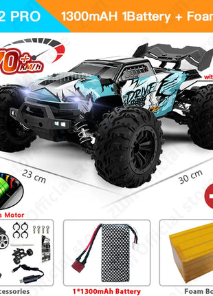 ZWN 1:16 70KM/H 4WD RC Car With LED Headlight Remote Control Cars High