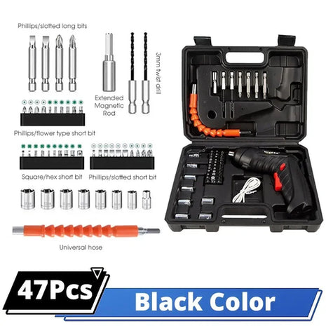 47 PCS 3.6V Electric Screwdriver Set 1800mAh Battery Powered Portable