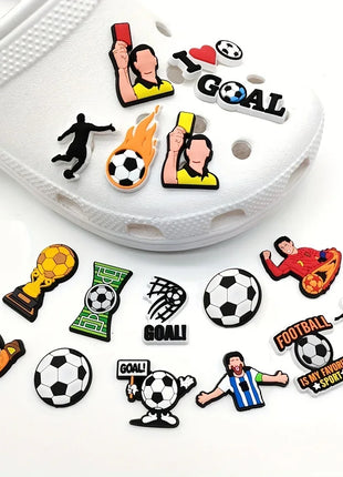 18pcs Or 22pcs Football Series Shoe Charms for Clogs Bubble Slides