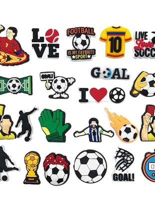 18pcs Or 22pcs Football Series Shoe Charms for Clogs Bubble Slides