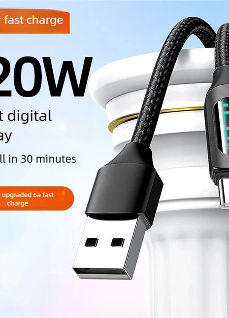 120W 6A USB Data Cable Type C Fast Charging Phone Charger Data Cord
