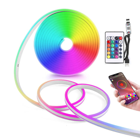 5V USB RGB Neon LED Strip Light,1/2/3/4/5M Waterproof Neon Strip With