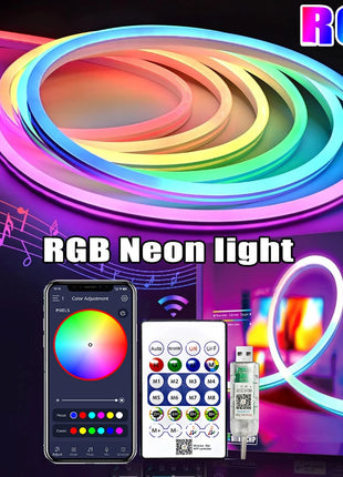 5V RGB Neon Strip Light 1M 2M 3M 5M USB Waterproof Flexible Ribbon