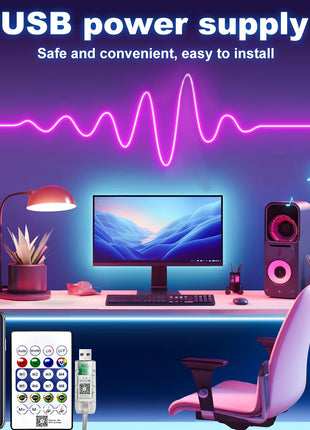 5V RGB Neon Strip Light 1M 2M 3M 5M USB Waterproof Flexible Ribbon