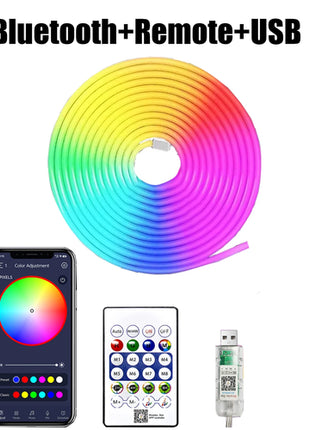 5V RGB Neon Strip Light 1M 2M 3M 5M USB Waterproof Flexible Ribbon