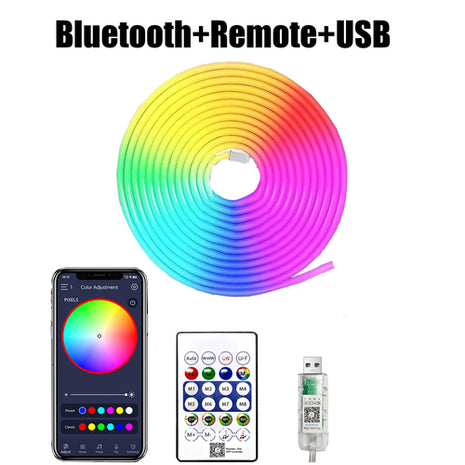 5V RGB Neon Strip Light 1M 2M 3M 5M USB Waterproof Flexible Ribbon