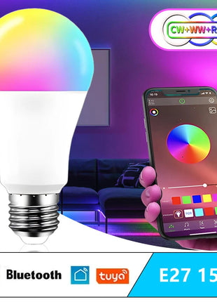 15W E27 Tuya LED Bulb Smart Life APP Control Dimmable RGB Color