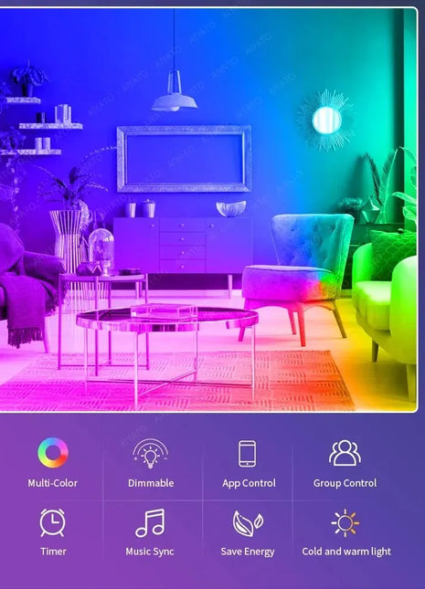 15W E27 Tuya LED Bulb Smart Life APP Control Dimmable RGB Color