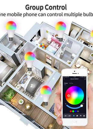 15W E27 Tuya LED Bulb Smart Life APP Control Dimmable RGB Color