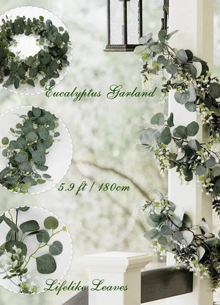 1pc Artificial Eucalyptus Leaves Greenery Garland Faux Plant Spring