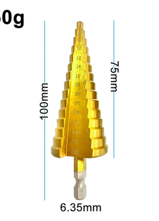 Step Drill Titanium Plated Hexagonal Shank Straight Groove