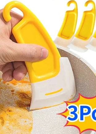 Cleaning Spatula Kitchen Scraper Soft Blade Scraper Brush Dirty Pan
