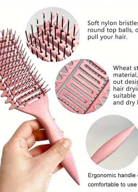 3 in 1 Curl Define Styling Brush Hollow Out Detangling Hair Brush