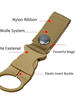1-Pack Webbing Buckle Hook Water Bottle Clip - Durable Nylon With